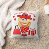 カスタマイズ可能なかわいいファッション絵文字とショッピングThro クッション (ブランケット)