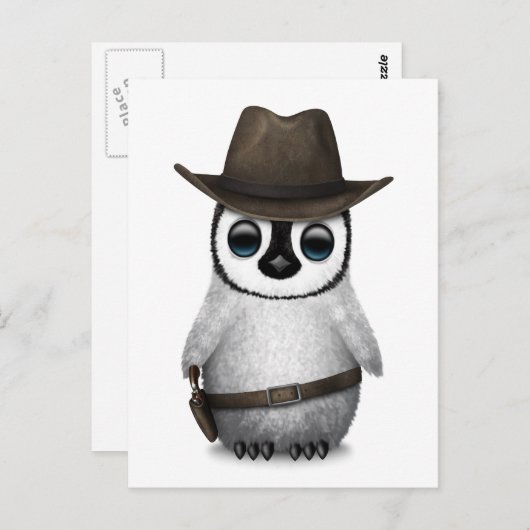 カスタマイズ可能なかわいいベビーペンギンカウボーイ ポストカード (正面/裏面)