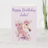 カスタマイズ可能なかわいいポニーとペタル 馬 カード (正面)
