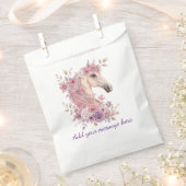 カスタマイズ可能なかわいいポニーと花びら フェイバーバッグ (クリップ留めされた状態)