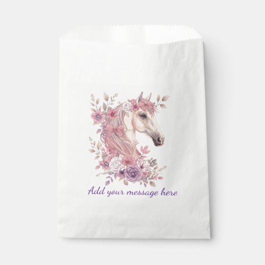 カスタマイズ可能なかわいいポニーと花びら フェイバーバッグ (正面)