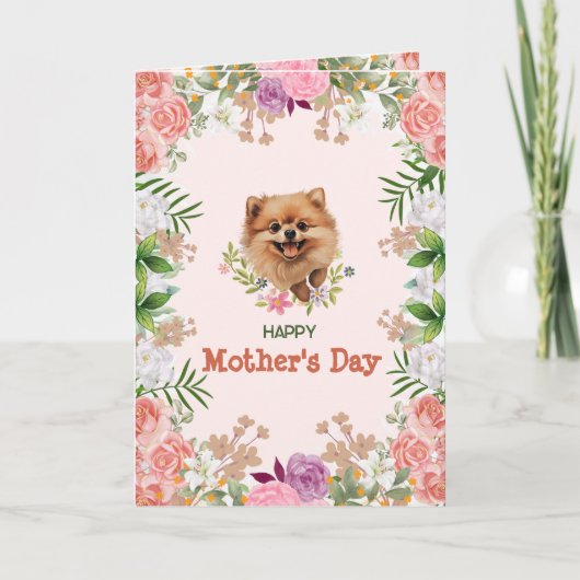 カスタマイズ可能なかわいいポメラニア犬母の日 カード (正面)