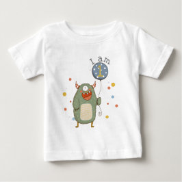 カスタマイズ可能なかわいいモンスター（バルーン付き）誕生日 ベビーTシャツ