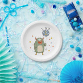 カスタマイズ可能なかわいいモンスター（バルーン付き）誕生日 ペーパープレート (パーティー)