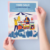 カスタマイズ可能なかわいいヤード販売、ガレージ販売招待状 チラシ (手)