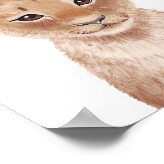 カスタマイズ可能なかわいいライオンの赤ちゃんの子供用ポスター ポスター (角)