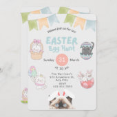 カスタマイズ可能なかわいいラグドールキャットバニーイースター 招待状 (正面/裏面)