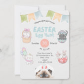 カスタマイズ可能なかわいいラグドールキャットバニーイースター 招待状 (正面)