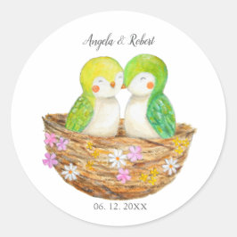 カスタマイズ可能なかわいいラブバードユニーク結婚式の引き出物 ラウンドシール