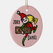 カスタマイズ可能なかわいいヴィンテージキャンデーのクリスマスの小妖精や小人 セラミックオーナメント (右)