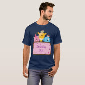 カスタマイズ可能なかわいい動物の誕生日の女の子 Tシャツ (正面フル)