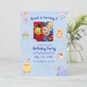 カスタマイズ可能なかわいい子供の誕生日招待状 招待状 (スタンド正面)