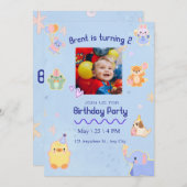カスタマイズ可能なかわいい子供の誕生日招待状 招待状 (正面/裏面)