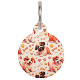 カスタマイズ可能なかわいい子犬の丸い大ペットタグ ペット　ネームタグ