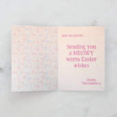 カスタマイズ可能なかわいい子猫バニーイースター カード (内部)