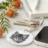 カスタマイズ可能なかわいい子猫 キーホルダー (正面右)