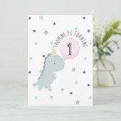 カスタマイズ可能なかわいい恐竜誕生日招待状 招待状 (スタンド正面)