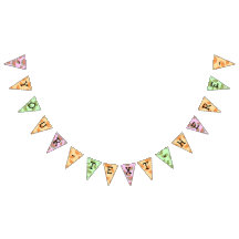 カスタマイズ可能なかわいい水色のフルーツのバンティングフラグ