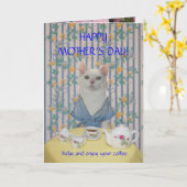 カスタマイズ可能なかわいい猫/子猫の母の日 カード (黄色い花)