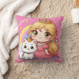 カスタマイズ可能なかわいい白猫のプリンセス クッション