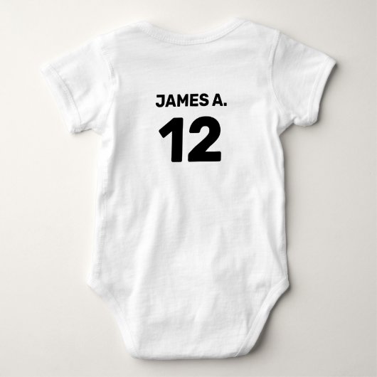 カスタマイズ可能なかわいい白(前面および背面デザイン) ベビーボディスーツ (裏面)