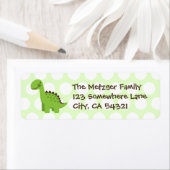 カスタマイズ可能なかわいい緑の恐竜 ラベル (インサイチュ)