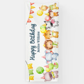 カスタマイズ可能なかわいい赤ちゃん動物 | 子供の誕生日 横断幕 (縦)