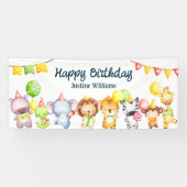 カスタマイズ可能なかわいい赤ちゃん動物 | 子供の誕生日 横断幕 (横)