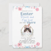 カスタマイズ可能なかわいい黒猫バニーイースター 招待状 (正面)