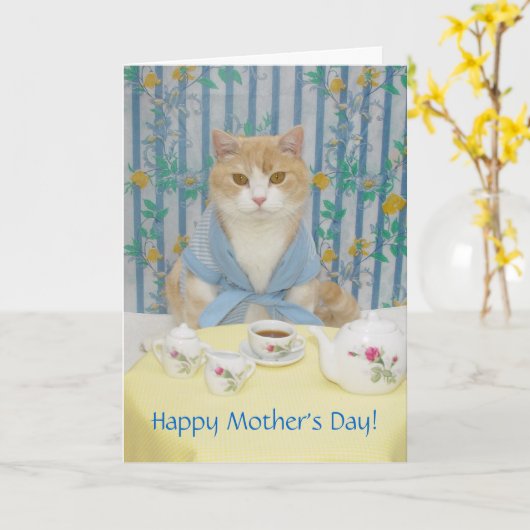 カスタマイズ可能なかわいい/おもしろい猫 カード (黄色い花)