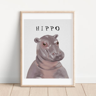 カスタマイズ可能なかわいいHippoスケッチキッズポスター ポスター