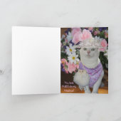カスタマイズ可能なかわいらし猫のフェミニン誕生日 カード (内部)