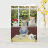 カスタマイズ可能なかわいらし猫の雌誕生日 カード (黄色い花)