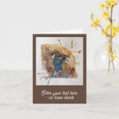 カスタマイズ可能なぎざぎざギネフクロウのグリーティングカード カード (黄色い花)