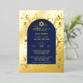 カスタマイズ可能なこうもりバー（ユダヤ教の）バル・ミツバーイベントエレガント, モダン 箔招待状 (立ち正面)