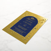 カスタマイズ可能なこうもりバー（ユダヤ教の）バル・ミツバーイベントエレガント, モダン 箔招待状 (回転した状態)