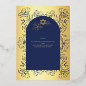 カスタマイズ可能なこうもりバー（ユダヤ教の）バル・ミツバーイベントエレガント, モダン 箔招待状 (裏面)