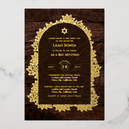 カスタマイズ可能なこうもりバー（ユダヤ教の）バル・ミツバーイベントエレガント, モダン 箔招待状