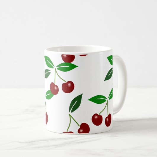 カスタマイズ可能なさくらんぼのシームレスなパターン コーヒーマグカップ (正面右)