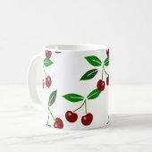 カスタマイズ可能なさくらんぼのシームレスなパターン コーヒーマグカップ (正面左)