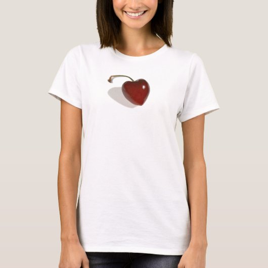 カスタマイズ可能なさくらんぼのハートのTシャツ- Tシャツ (正面)