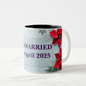 カスタマイズ可能なたった今結婚しました2トーンフローラマグ ツートーンマグカップ (正面右)