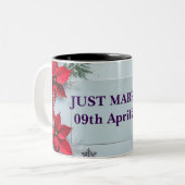 カスタマイズ可能なたった今結婚しました2トーンフローラマグ ツートーンマグカップ (正面左)