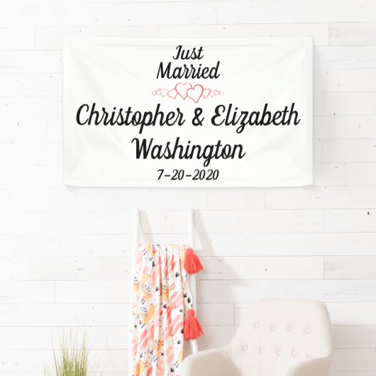 カスタマイズ可能なたった今結婚しました- 横断幕 (インサイチュ)