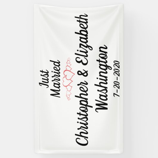 カスタマイズ可能なたった今結婚しました- 横断幕 (縦)