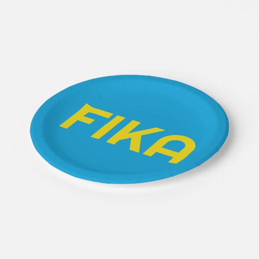 カスタマイズ可能なはっきりしたFIKA黄色と青 ペーパープレート (アングル)