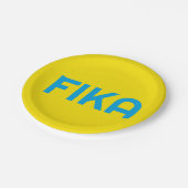 カスタマイズ可能なはっきりしたFIKA黄色と青 ペーパープレート (アングル)