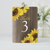 カスタマイズ可能なひまわりテーブル番号カード 招待状 (スタンド正面)