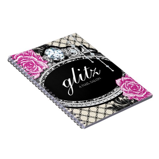 カスタマイズ可能なぼろぼろのシックなネイルサロンのノート ノートブック (右側)