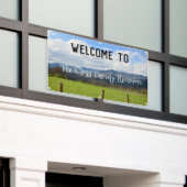 カスタマイズ可能なようこそ  横断幕 (ビルの外側)